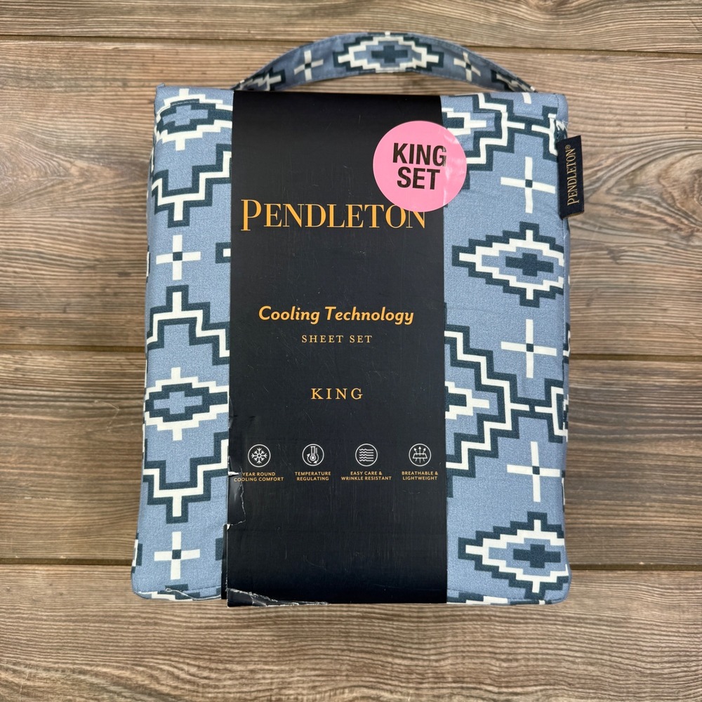 Pendleton King‎ Sheet Set Dusty Blue Otero Cooling Geometric Southwestern NEW
